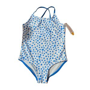 Cat & Jack‎ Girls Swimsuit M (8) Blue Palm Tree One Piece NWT